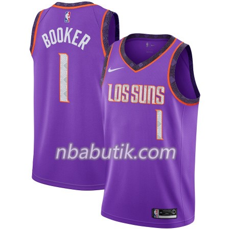 NBA Mænd Trøje Phoenix Suns Devin Booker 1 2018-19 Nike City Edition Lilla Swingman
